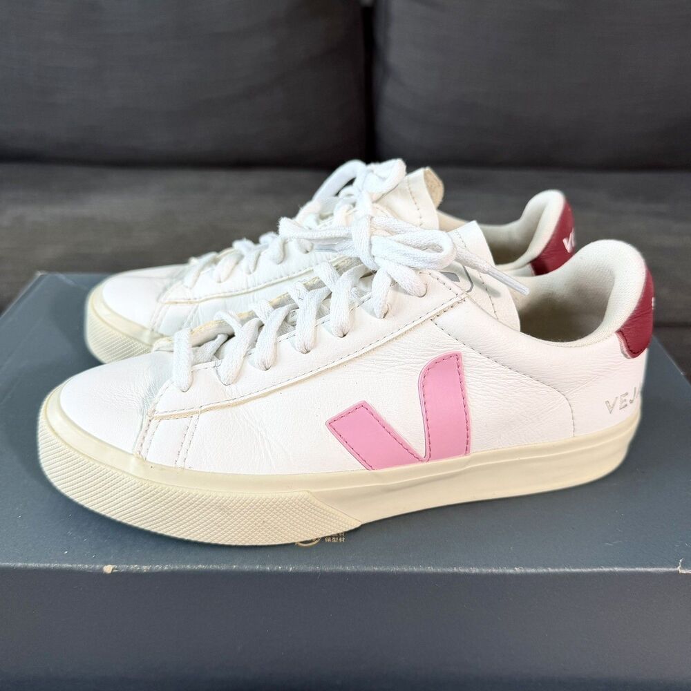 Veja Campo ChromeFree White Pink Athletic Lifestyle Shoes Womens Size 6